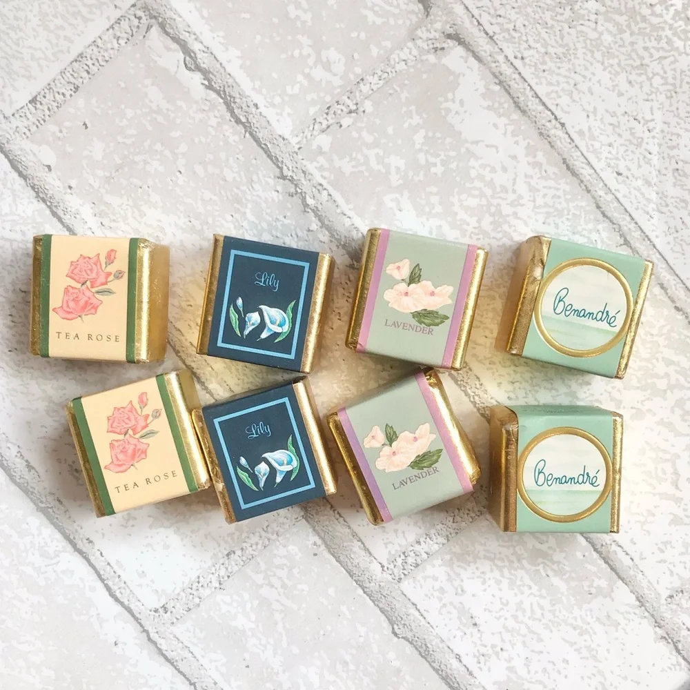 Vintage Ben Rickert English Bath Cubes Set 8pc Tea Rose Lily Lavender